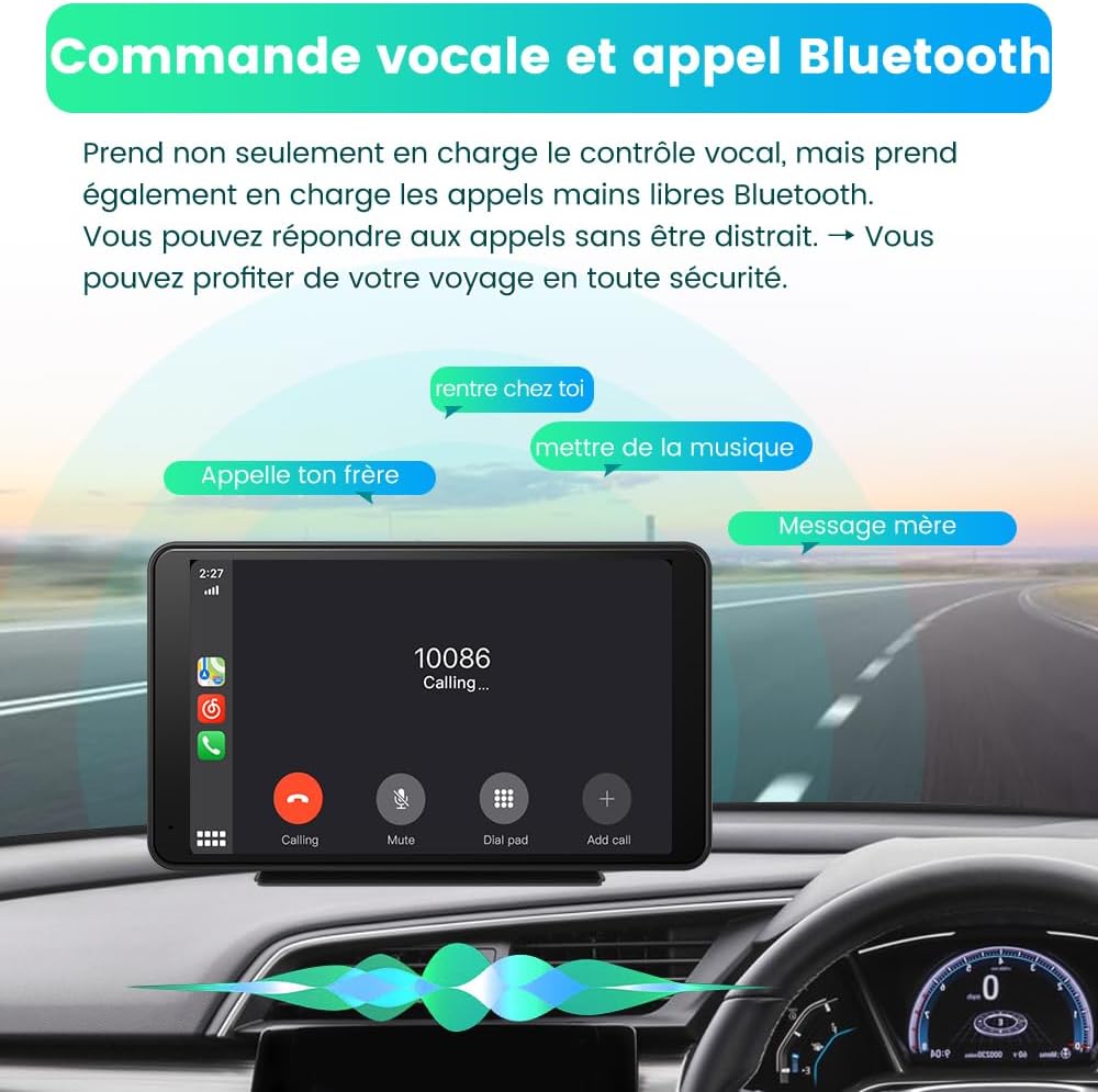 Écran voiture 7″ CarPlay et Android Auto