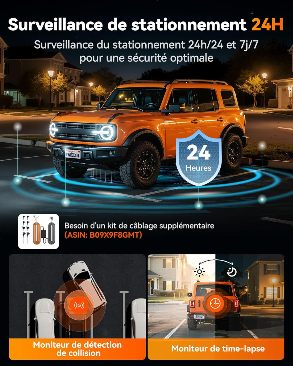 Dashcam WOLFBOX X3 — double caméra 2,5K + 1080p