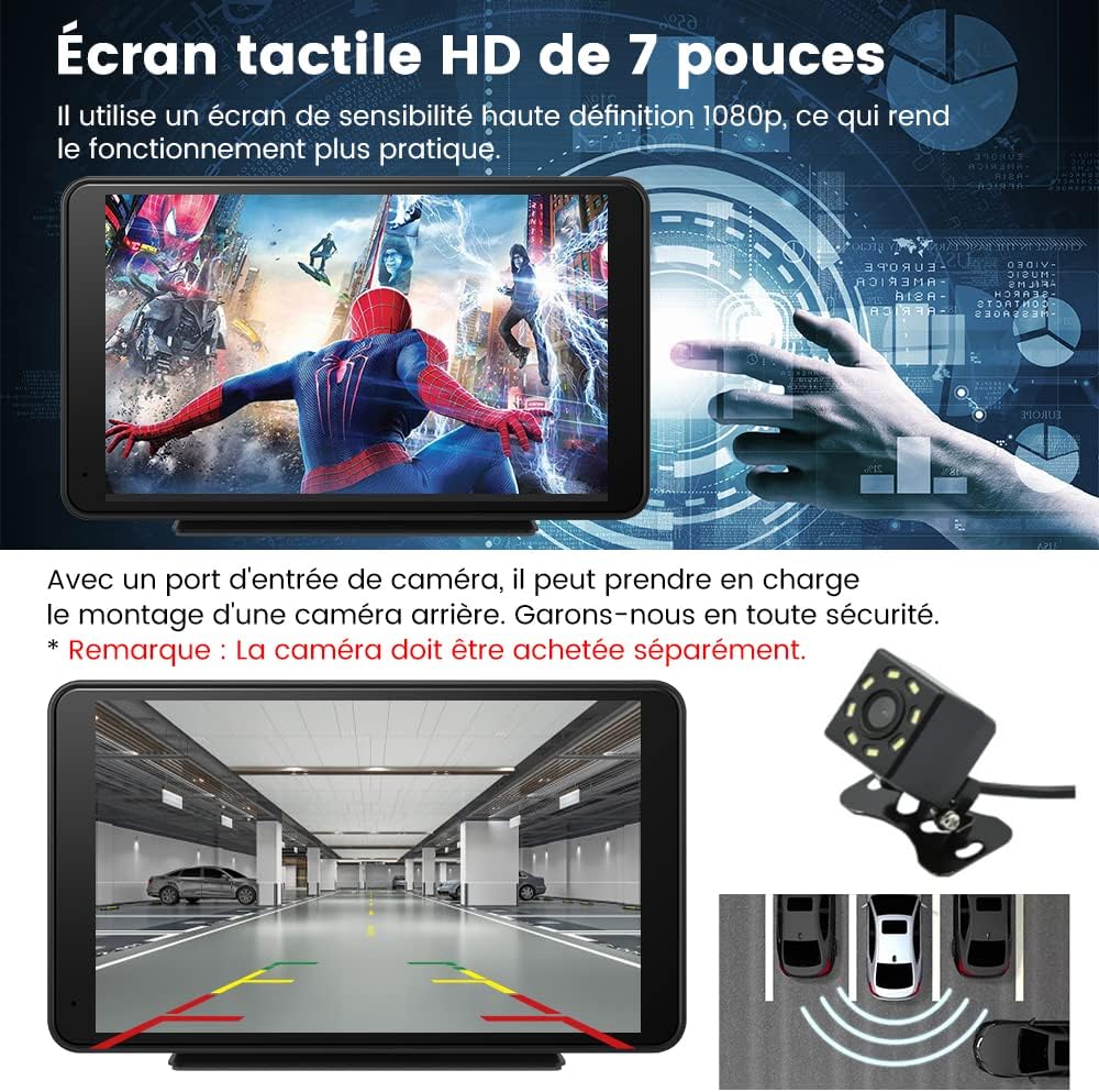 Écran voiture 7″ CarPlay et Android Auto